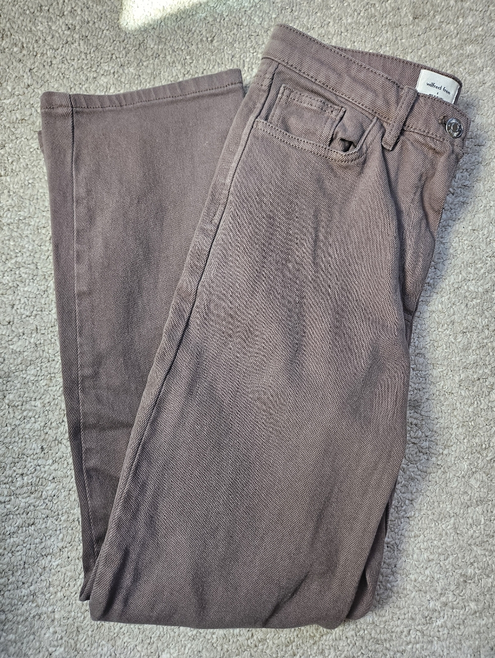 Wilfred Free Aritzia Brown Straight Cotton Blend Jeans Size 4 Fall Casual